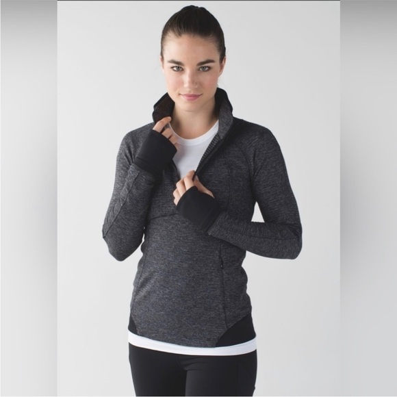Lululemon Women Runderful Gray Fitted Running Top Half Zip Pullover Size 4 Small - Picture 2 of 9